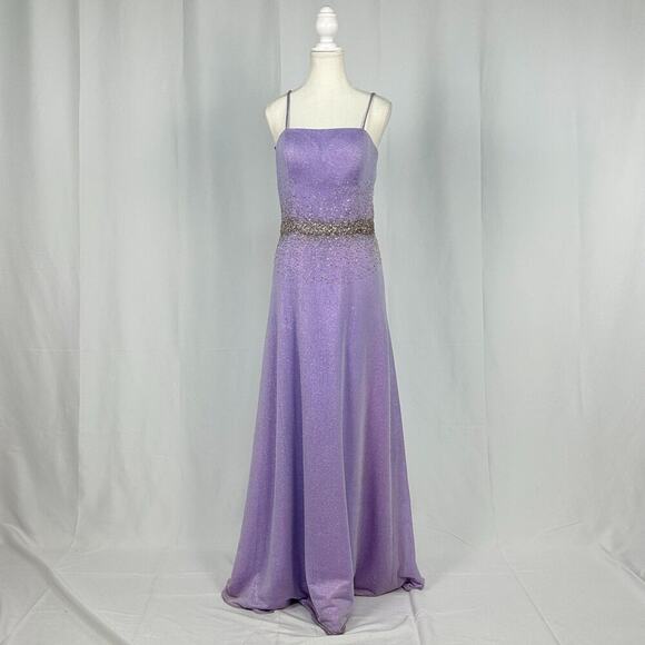 Cassandra Stone Sparkly Strappy Purple Silver Maxi Dress New With Tags Size 8 - Picture 1 of 6